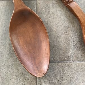 Mid-Century Wooden Tiki Fork & Spoon decor